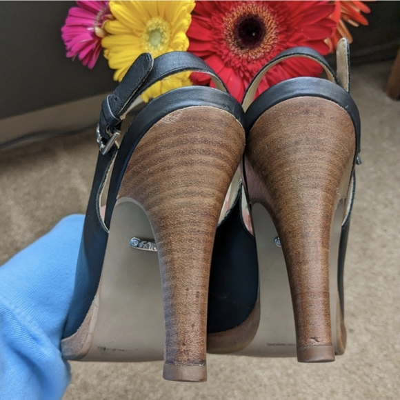 Faith Open Toe Sling Back Shoes, Black, Size 7/7.5 - Picture 3 of 15